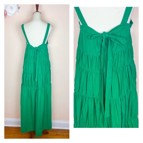 New! RUE STIIC Elsa Linen Blend Tiered Maxi Dress - Picture 10 of 12
